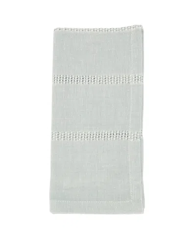 Saro Lifestyle Leno Stripe Elegance Napkin Set Of 4, 20"x20" In Blue-grey