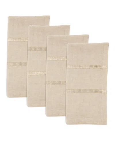 Saro Lifestyle Leno Stripe Elegance Napkin, Set Of 4 In Natural