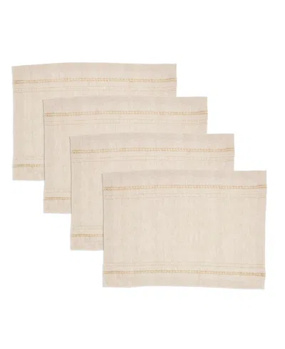 Saro Lifestyle Leno Stripe Elegance Placemat, Set Of 4 In Natural