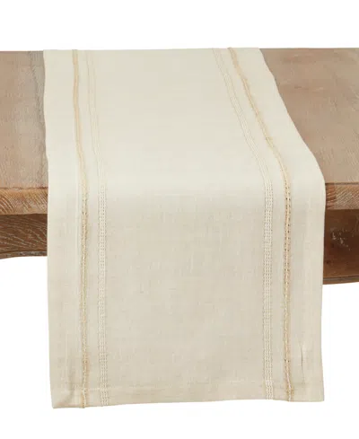 Saro Lifestyle Leno Stripe Elegance Table Runner, 13" X 72" In Natural