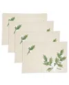 Saro Lifestyle Linen Blend Holly Leaves Placemat, Set Of 4 In Brown