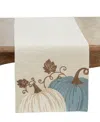 Saro Lifestyle Linen Blend Pumpkins Table Runner, 16" X 70" In Blue