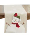 Saro Lifestyle Linen Blend Snowman Table Runner, 16" X 70" In Brown