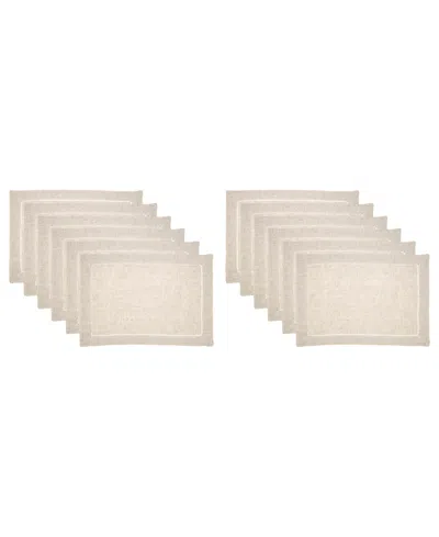 Saro Lifestyle Linen Blend Toscana Double Hemstitched Placemat, Set Of 12 In Brown