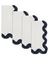 Saro Lifestyle Linen Soft Hue Scallop Napkin, Set Of 4 In Blue