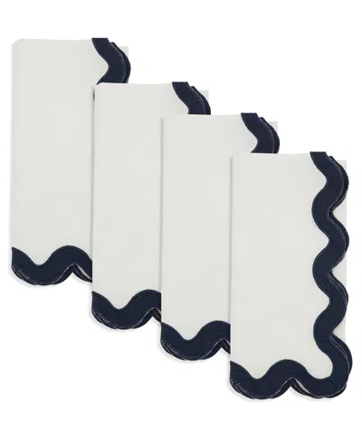 Saro Lifestyle Linen Soft Hue Scallop Napkin, Set Of 4 In Blue