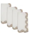 Saro Lifestyle Linen Soft Hue Scallop Napkin, Set Of 4 In Brown