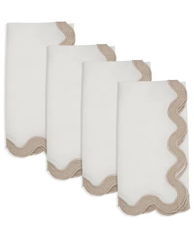 Saro Lifestyle Linen Soft Hue Scallop Napkin, Set Of 4 In Brown