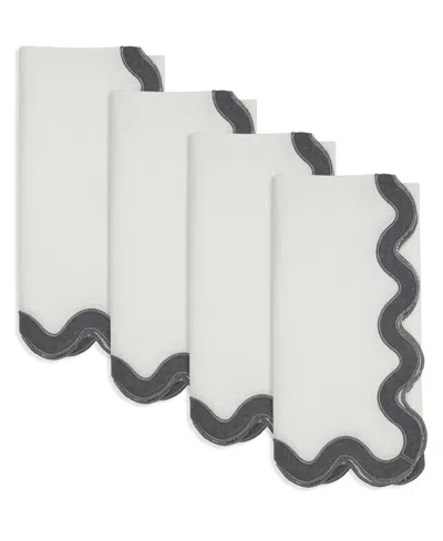 Saro Lifestyle Linen Soft Hue Scallop Napkin, Set Of 4 In Gray