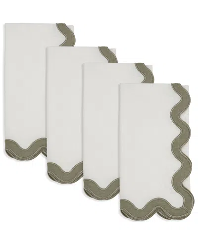 Saro Lifestyle Linen Soft Hue Scallop Napkin, Set Of 4 In Green