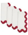 Saro Lifestyle Linen Soft Hue Scallop Napkin, Set Of 4 In Red