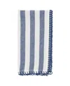 Saro Lifestyle Lively Pompom Border Striped Napkin Set Of 4,20"x20" In Blue