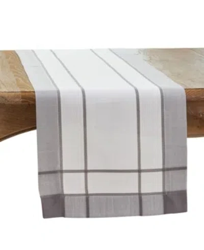 Saro Lifestyle Long Table Runner With Banded Border Design, 108" X 16" In Silver