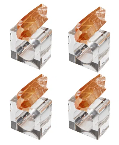 Saro Lifestyle Luxe Quartz Napkin Ring, Set Of 4 In Copper