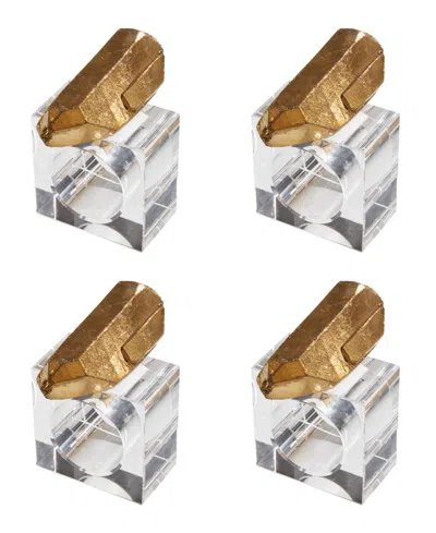 Saro Lifestyle Luxe Quartz Napkin Ring, Set Of 4 In Gold