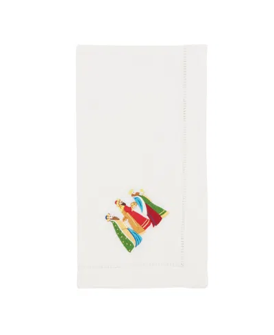 Saro Lifestyle Majestic Embroidered Three Kings Napkin Set Of 6, 20"x20" In White