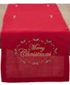 Saro Lifestyle Merry Christmas Embroidered Design Table Runner, 14" X 108" In Red