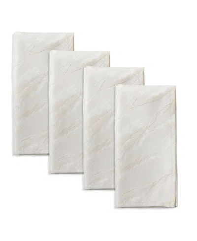 Saro Lifestyle Metallic Shimmer Napkin, Set Of 4 In White