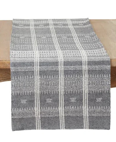 Saro Lifestyle Modernist Woven Stripe Table Runner, 16" X 72" In Gray