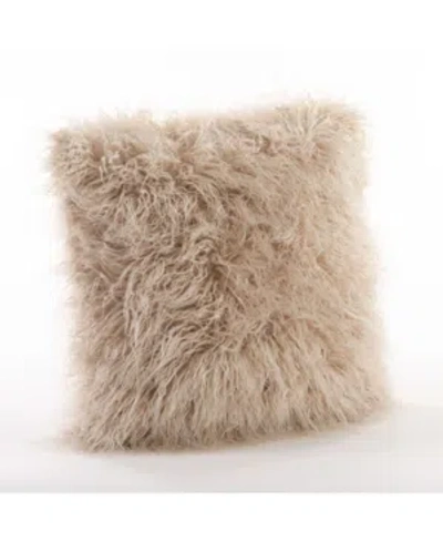 Saro Lifestyle Mongolian Throw Pillow In Beige