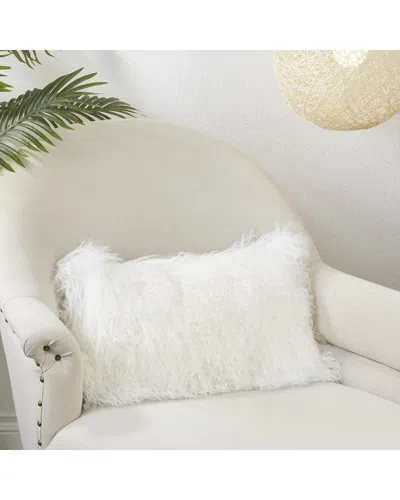 Saro Lifestyle Mongolian Wool Pillow In Ivory