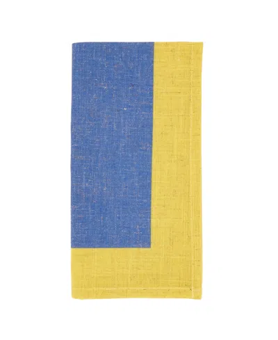 Saro Lifestyle Multicolored Band Napkin Set Of 4, 20"x20" In Blue