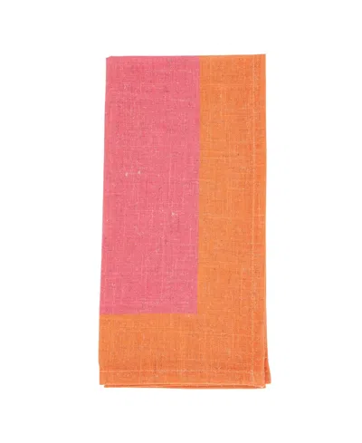Saro Lifestyle Multicolored Band Napkin Set Of 4, 20"x20" In Fuchsia