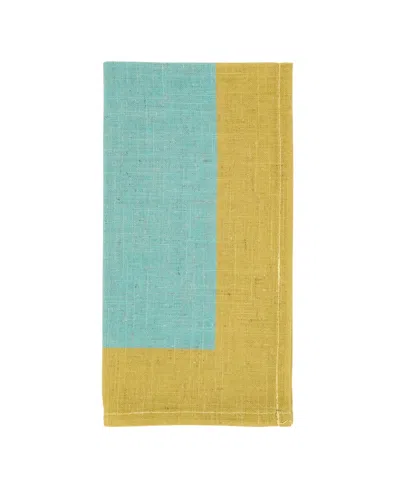 Saro Lifestyle Multicolored Band Napkin Set Of 4, 20"x20" In Seafoam