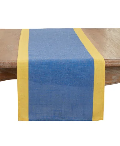 Saro Lifestyle Multicolored Band Table Runner, 16"x72" In Blue