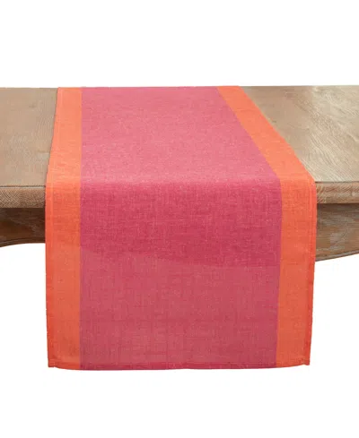 Saro Lifestyle Multicolored Band Table Runner, 16"x72" In Pink