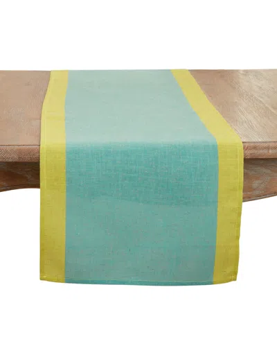 Saro Lifestyle Multicolored Band Table Runner, 16"x72" In Blue