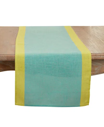 Saro Lifestyle Multicolored Band Table Runner, 16"x72" In Sea Green