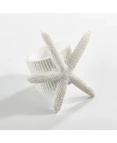 Saro Lifestyle Neptune Collection Starfish Napkin Ring, Set Of 4 In White