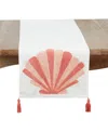 Saro Lifestyle Ocean Breeze Embroidered Seashell Table Runner, 16" X 72"