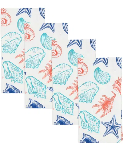 Saro Lifestyle Ocean Breeze Sea Shells Cotton Napkins, 20" X 20" In Multi