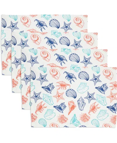 Saro Lifestyle Ocean Breeze Sea Shells Cotton Placemats, 14" X 20" In Multi