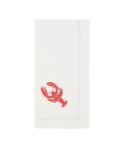 Saro Lifestyle Ocean Treasures Embroidered Lobster Napkin Set Of 6, 20"x20" In White