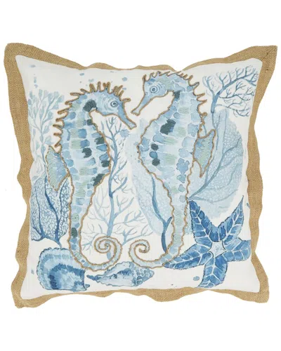 Saro Lifestyle Outdoor Sea Horse Pillow In Blue