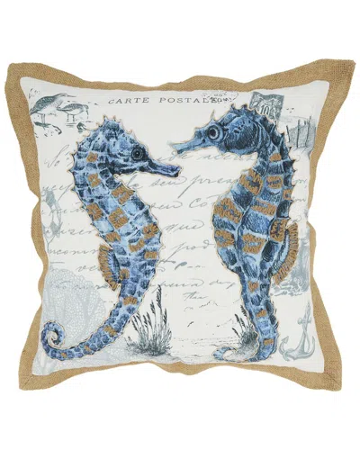 Saro Lifestyle Outdoor Sea Horse Pillow In Blue
