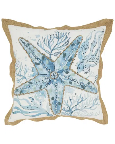 Saro Lifestyle Outdoor Starfish Pillow In Blue