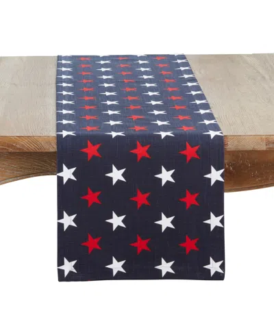 Saro Lifestyle Patriotic Americana Stars Table Runner, 14" X 72"