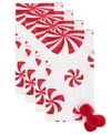 Saro Lifestyle Peppermints Napkin, Set Of 4 In Red