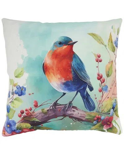 Saro Lifestyle Perched Bird Outdoor Pillow In Multi