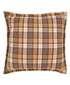 Saro Lifestyle Plaid Flange Down Filled Decorative Pillow, 18" X 18" In Brown