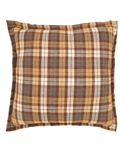 SARO LIFESTYLE PLAID FLANGE POLY FILLED DECORATIVE PILLOW, 18" X 18"