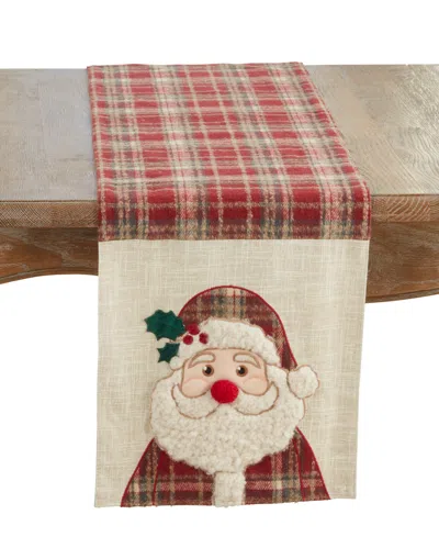Saro Lifestyle Plaid Santa Table Runner, 13" X 72" In Multi