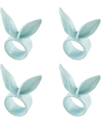 Saro Lifestyle Playful Bunny Ears Napkin Rings, Set Of 4 In Blue