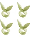 Saro Lifestyle Playful Bunny Ears Napkin Rings, Set Of 4 In Green