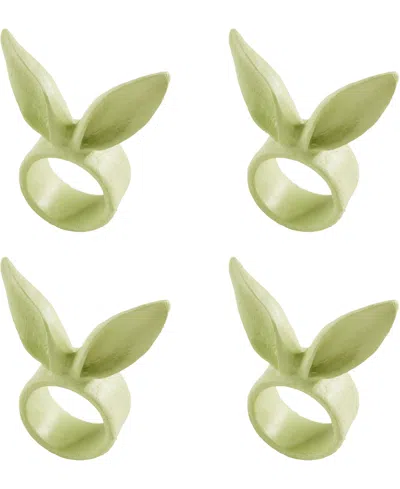 Saro Lifestyle Playful Bunny Ears Napkin Rings, Set Of 4 In Green