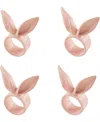 Saro Lifestyle Playful Bunny Ears Napkin Rings, Set Of 4 In Pink